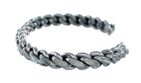 Navajo Genuine Twisted Sterling Silver Cuff Bracelet JX128764